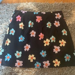 Black neon floral skirt